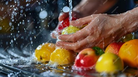 Premium Photo | Washing fruits and vegetables in the kitchen