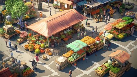 Premium Photo | Vibrant Farmers Market with Colorful Produce Stalls