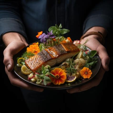 Premium Photo | Photo of a hand presenting a beautifully plated gourmet ...