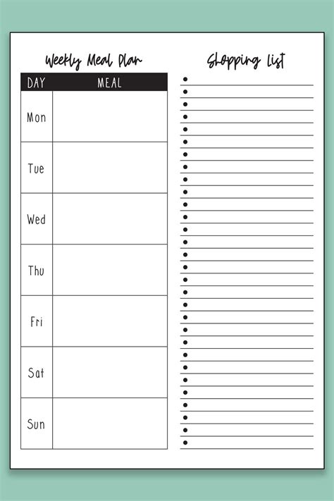 Printable Weekly Meal Planner with Grocery List - Worksheets Library
