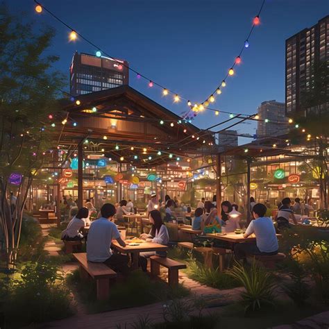 Premium Photo | Bustling Food Market at Dusk