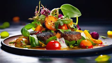 Gourmet Vegetable and Meat Platter, Elegant Culinary Presentation Stock ...