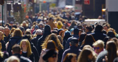 Crowd of people walking street in New York City slow motion Stock ...