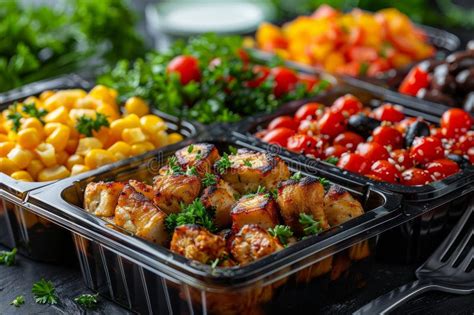 Colorful Healthy Meal Prep Containers with Grilled Chicken Stock Photo ...