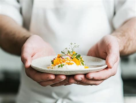 Chef Presenting Dish Edible Flowers Fresh Herbs Stock Photos - Free ...