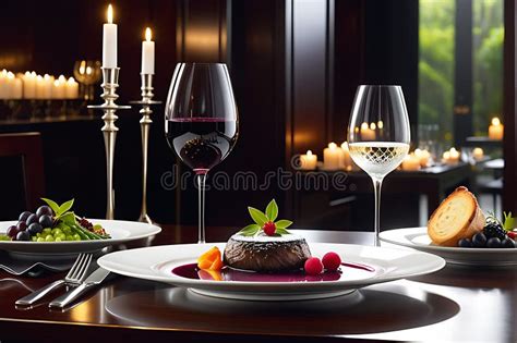 Gourmet Meal Elegantly Presented on a White Porcelain Plate - Centered ...