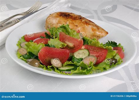 Garnished with Vegetables with Chicken Schnitzel Stock Photo - Image of ...
