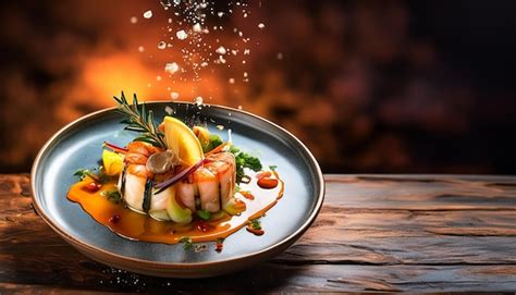 Beautifully plated gourmet dish with artistic presentation | Premium AI ...