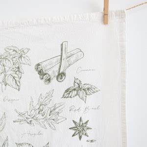 Kitchen Herbs Tea Towel | Holiday Hostess Gift Tea Towel Botanical ...
